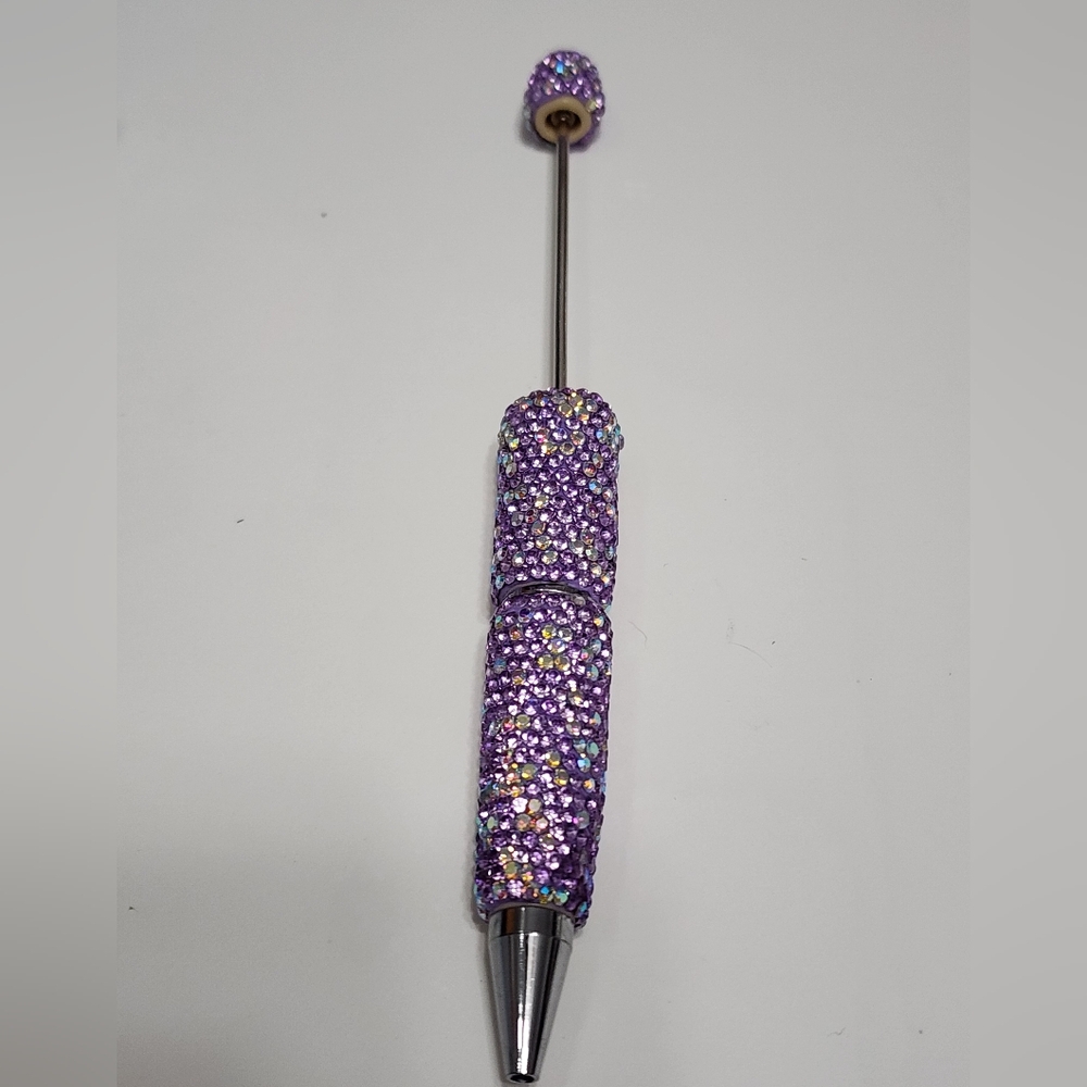 Rhinestone Beadable Pen Purple Silver‎ Beaded Pen Crafts DIY Bling Beads